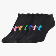 Girls UA No Show Sock Black - 6pk